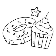 Kawaii of donut cartoon design