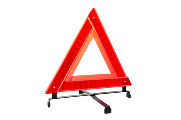 Traffic reflector light isolated on white background. Warning triangle reflective light isolated on...