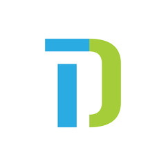 letter td simple linked geometric logo vector