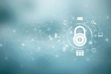 2d illustration Safety concept: Closed Padlock on digital background