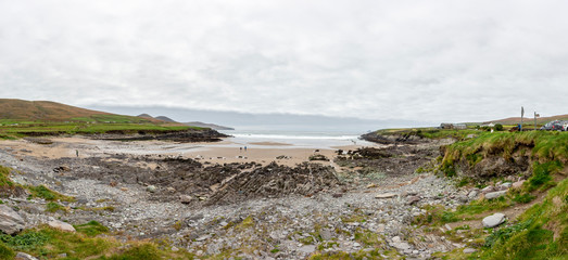 Panorama picture of St. Finian´s Beach in southern west Ireland