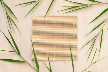 Bamboo leaves and mat