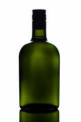 Square bottle of strong alcoholic drink