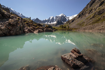 smooth surface of a mountain lake