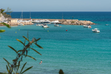 Top view on beach of Cabo Roig and coastline of Dehesa de Campoamor. Province of Alicante. Costa Blanca. Spain