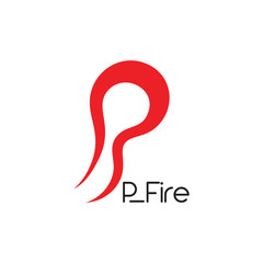 letter p flame design logo vector