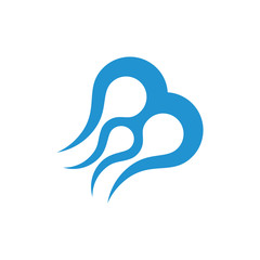 letter b fly curves object logo vector