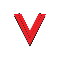 letter v simple shadow logo vector