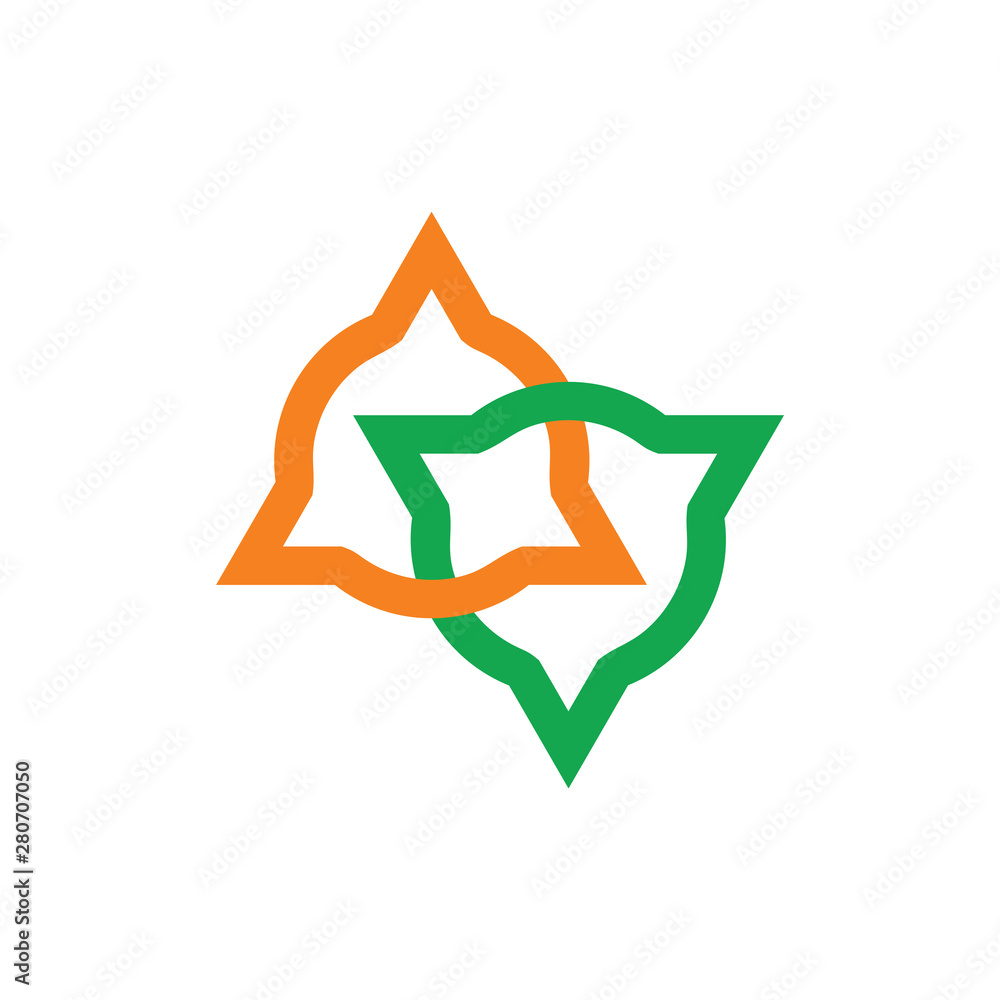 Poster linked circle triangle object colorful logo