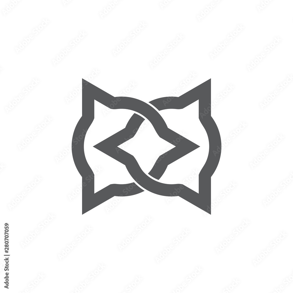 Poster linked circle triangle object flat logo