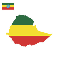 ethiopia map and flag illustration vector