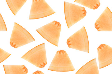 Seamless melon slices on a white isolated background - for print, design, backdrop, textile, fabric - linens