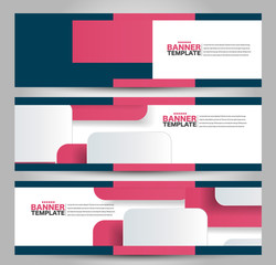 Obraz premium Horizontal banner or web header template set. Vector illustration promotion design background.