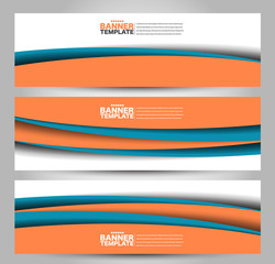 Banner template. Abstract background for design,  business, education, advertisement. Blue and orange Vector illustration.
