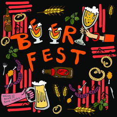 Beer fest vector illustration. Modern Oktoberfest Concept. Oktoberfest design for banners, posters, flyers, menu, etc