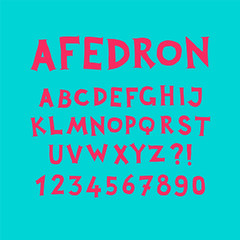 Fototapeta na wymiar English alphabet. Set of latin letters on a turquoise background. Fun, informal font. All symbols are isolated separately. Cartoon hipster style.