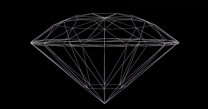 Hologram screen 3d of a diamond - loop