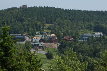 Fototapeta na wymiar View of Pustevny from outlook Cyrilka in Czech republic