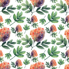 Watercolor background with stylized flowers