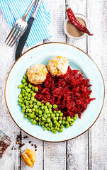cutlets with peas