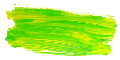 green yellow light acrylic stain element on white background. with brush and paint texture hand-drawn. acrylic brush strokes abstract fluid liquid ink pattern