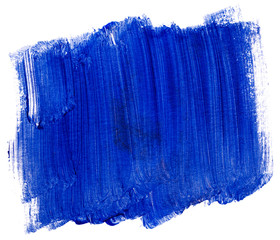 blue acrylic stain element on white background. with brush and paint texture hand-drawn. acrylic brush strokes abstract fluid liquid ink pattern