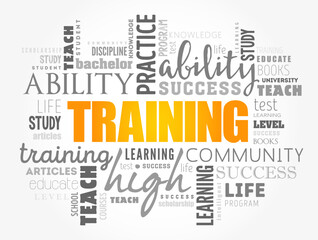 TRAINING word cloud collage, education concept background