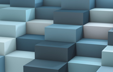 Abstract background with white 3d cube box. 3d render. white and blue background.
