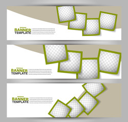 Banner template. Abstract background for design,  business, education, advertisement. Green color. Vector illustration.