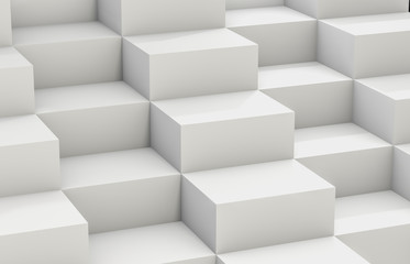 Abstract background with white 3d cube box. 3d render. white background.