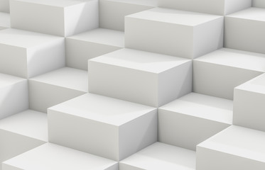 Abstract background with white 3d cube box. 3d render. white background.