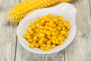 Young corn seeds in the bowl