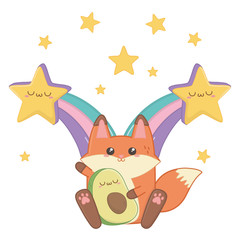 Isolated kawaii of fox cartoon design