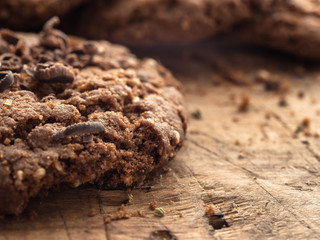 oatmeal cookies with chocolate sprinkle on a wooden board