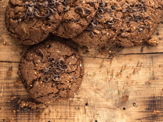 oatmeal cookies with chocolate sprinkle on a wooden board