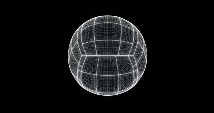 Hologram screen 3d of volleyball ball - loop