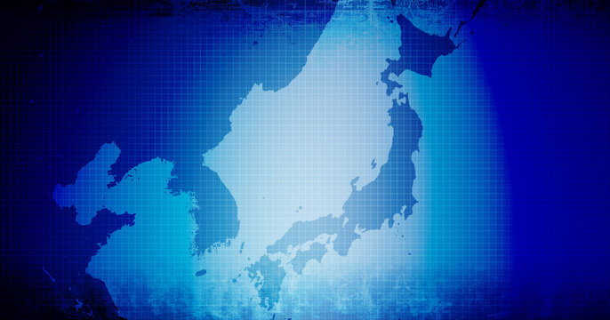 East asia (Japan,North korea,South korea,China) map / web banner background (text space)