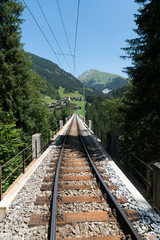 Fototapeta premium view of the Langwies Viaduct in the mountains of Switzerland near Arosa