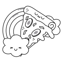 Kawaii of pizza cartoon design