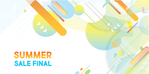 Blue and orange lines and points white background. Banner summer