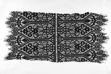 strip of black lace isolated,border lace isolated