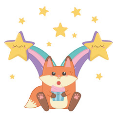 Isolated kawaii of fox cartoon design