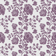 Naklejki  Seamless floral pattern background with rose flowers and leaves
