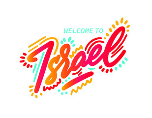 Israel Creative Handwritten Font Design Vector Illustration.