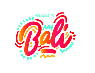 Bali hand written lettering. Use for tee print, sticker, poster. Vector illustration.