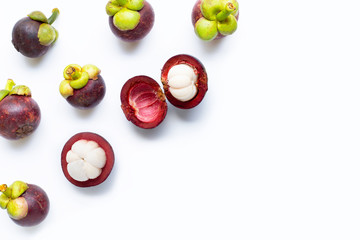 Mangosteen isolated on white background.