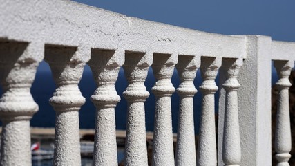 bright white balustrade by clear blue sky