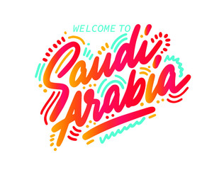 Vector logo of The Saudi Arabia. Logo symbol calligraphy design art. Hand drawn element