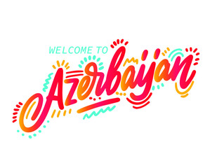 Typography calligraphy word art text design graphic vector of country name for Azerbaijan