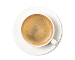 coffee cup top view  isolated on white background. with clipping path.
